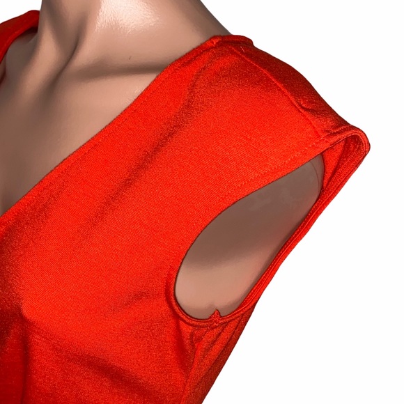 Jennifer Lopez Red Orange Sleeveless Bodycon Dress - Picture 7 of 14